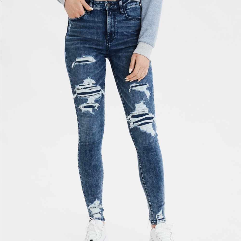 AE destroyed super high waisted jegging